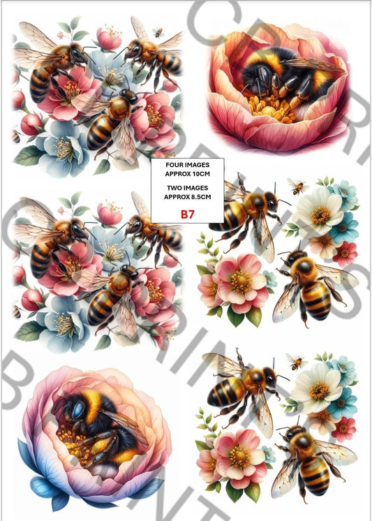 Bee Decoupage Print B7 | Mulberry Paper