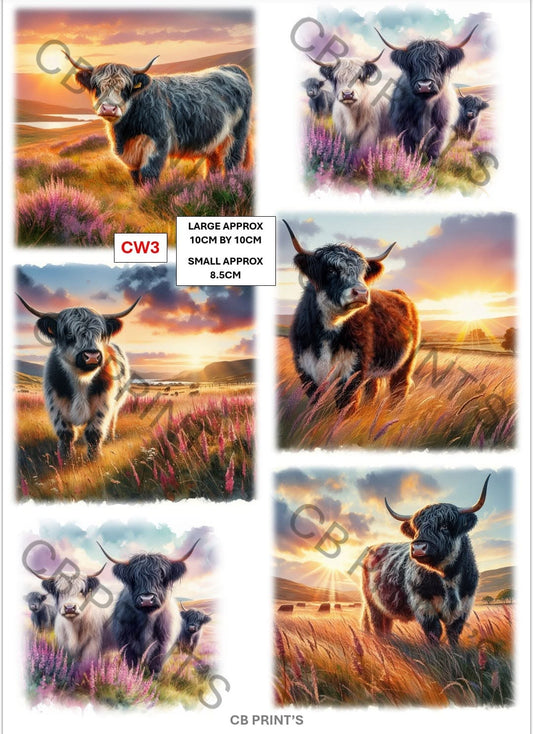 Belted Galloway Cow Decoupage Paper Print CW3 | Mulberry Paper