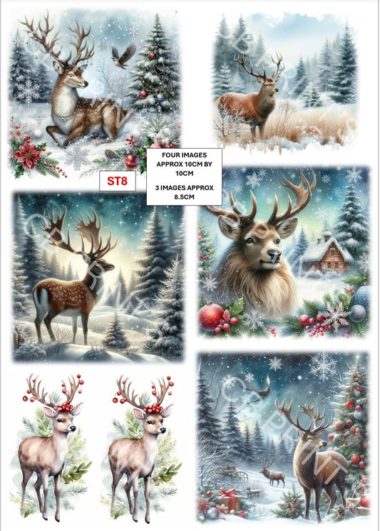Christmas Stag Decoupage Print ST8 | Mulberry Paper