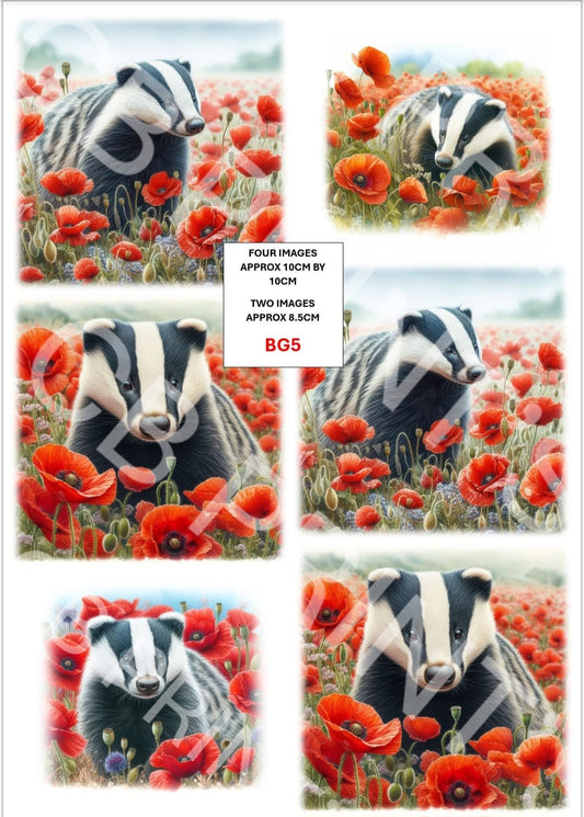 Badger Decoupage Print BG5 | Mulberry Paper