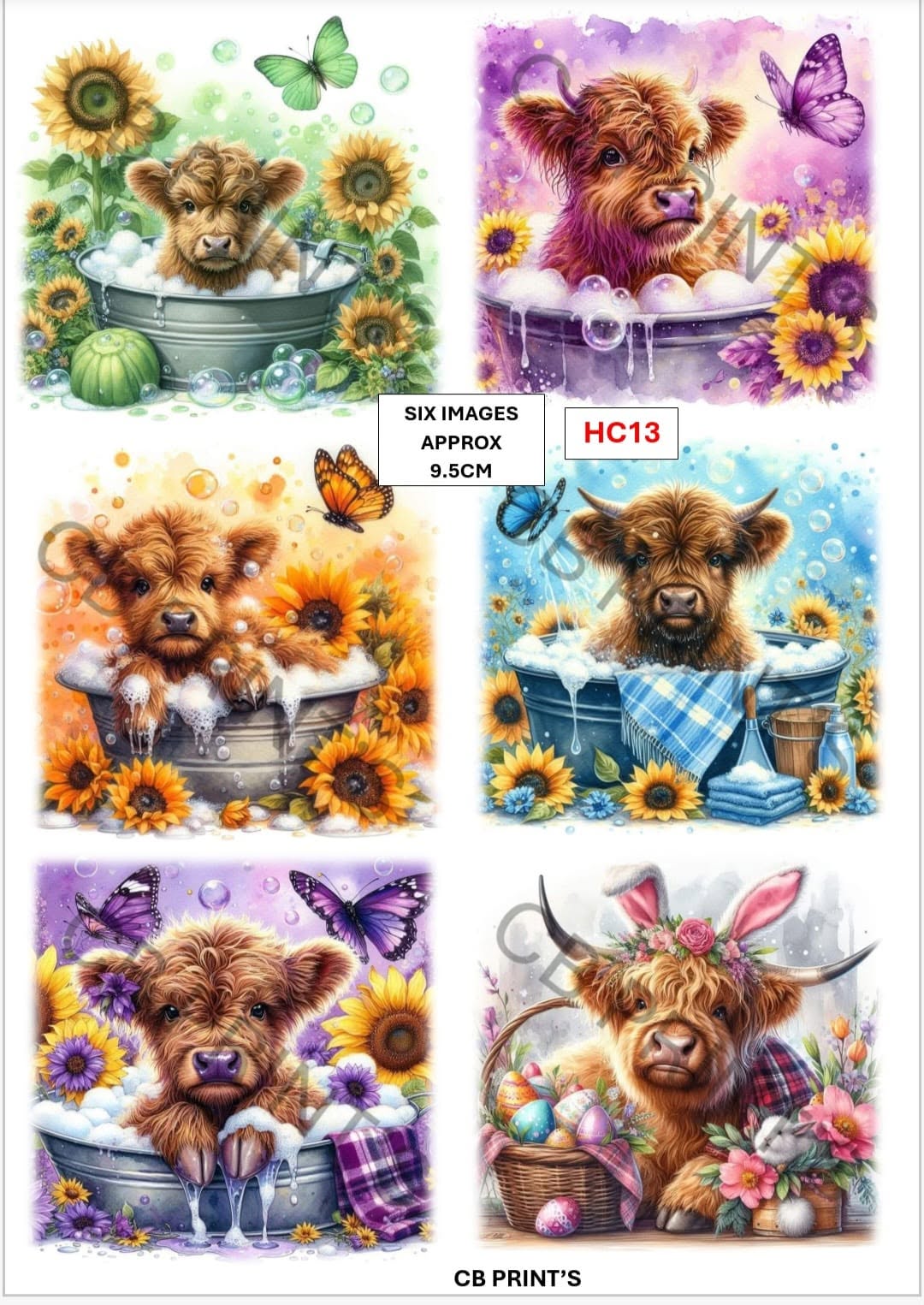 Highland Cow Decoupage Print HC13 | Mulberry Paper