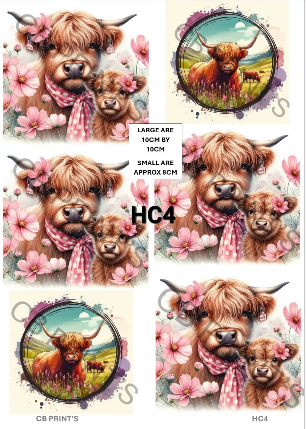 Highland Cow Decoupage Print HC4 | Mulberry Paper
