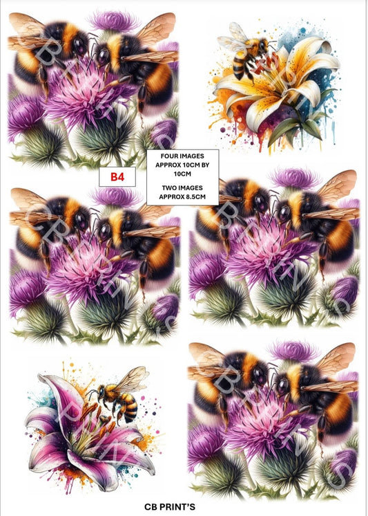 Bee Decoupage Print B4 | Mulberry Paper