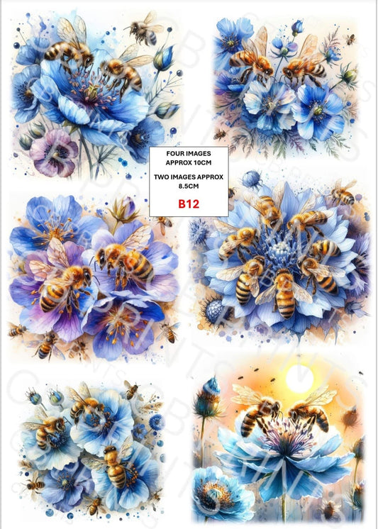 Bee Decoupage Print B12 | Mulberry Paper