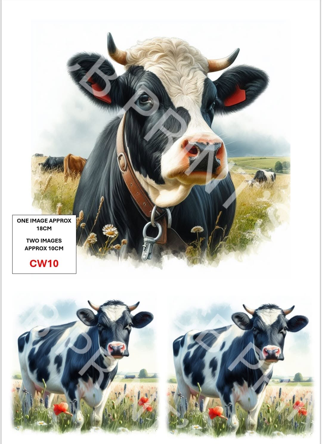 Cow Decoupage Paper Print CW10 | Mulberry Paper