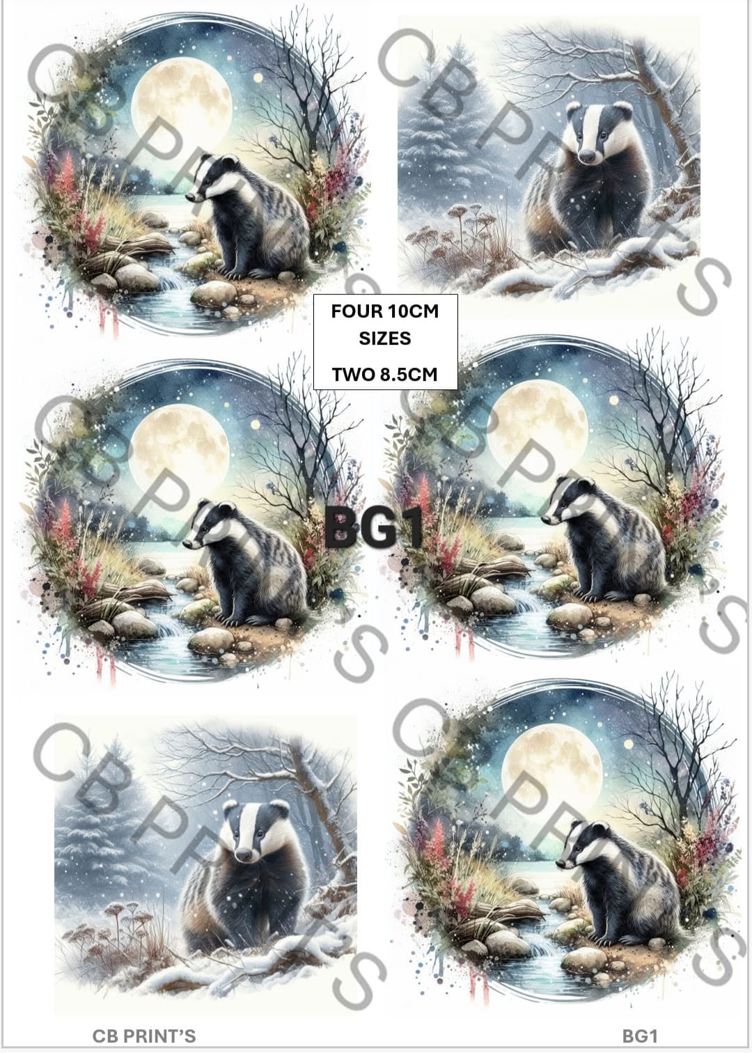 Badger Decoupage Print BG1 | Mulberry Paper