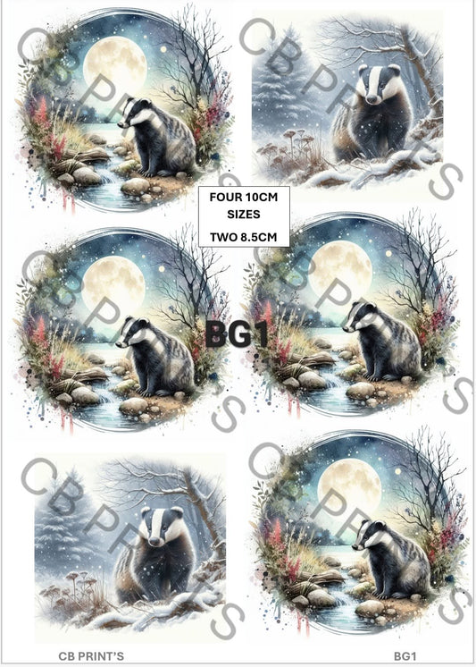 Badger Decoupage Print BG1 | Mulberry Paper