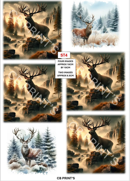 Stag Decoupage Print ST4 | Mulberry Paper