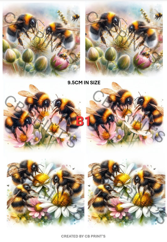 Bee Decoupage Print B1 | Mulberry Paper