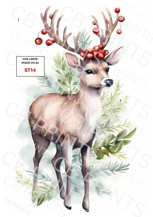 Christmas Stag Decoupage Print ST14 | Mulberry Paper