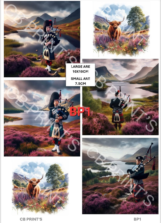Scottish bagpipes Decoupage Print BP1 | Mulberry Paper