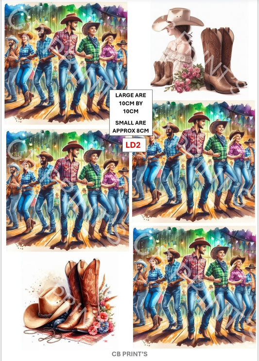 Line dancing Decoupage Paper LD2 – Mulberry Paper Print