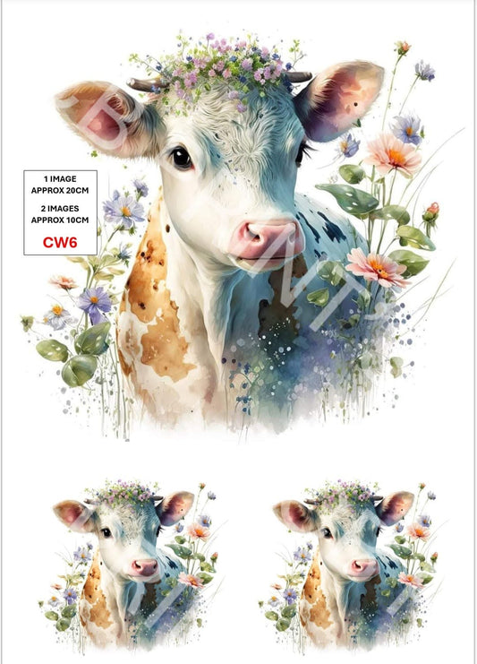 Cow Decoupage Paper Print CW6 | Mulberry Paper
