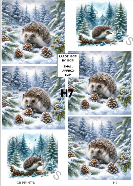 Hedgehog Decoupage Print H7 | Mulberry Paper