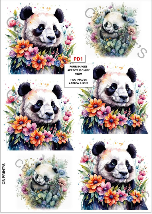 Panda Decoupage Paper Print PD1 | Mulberry Paper | CB Paper Prints
