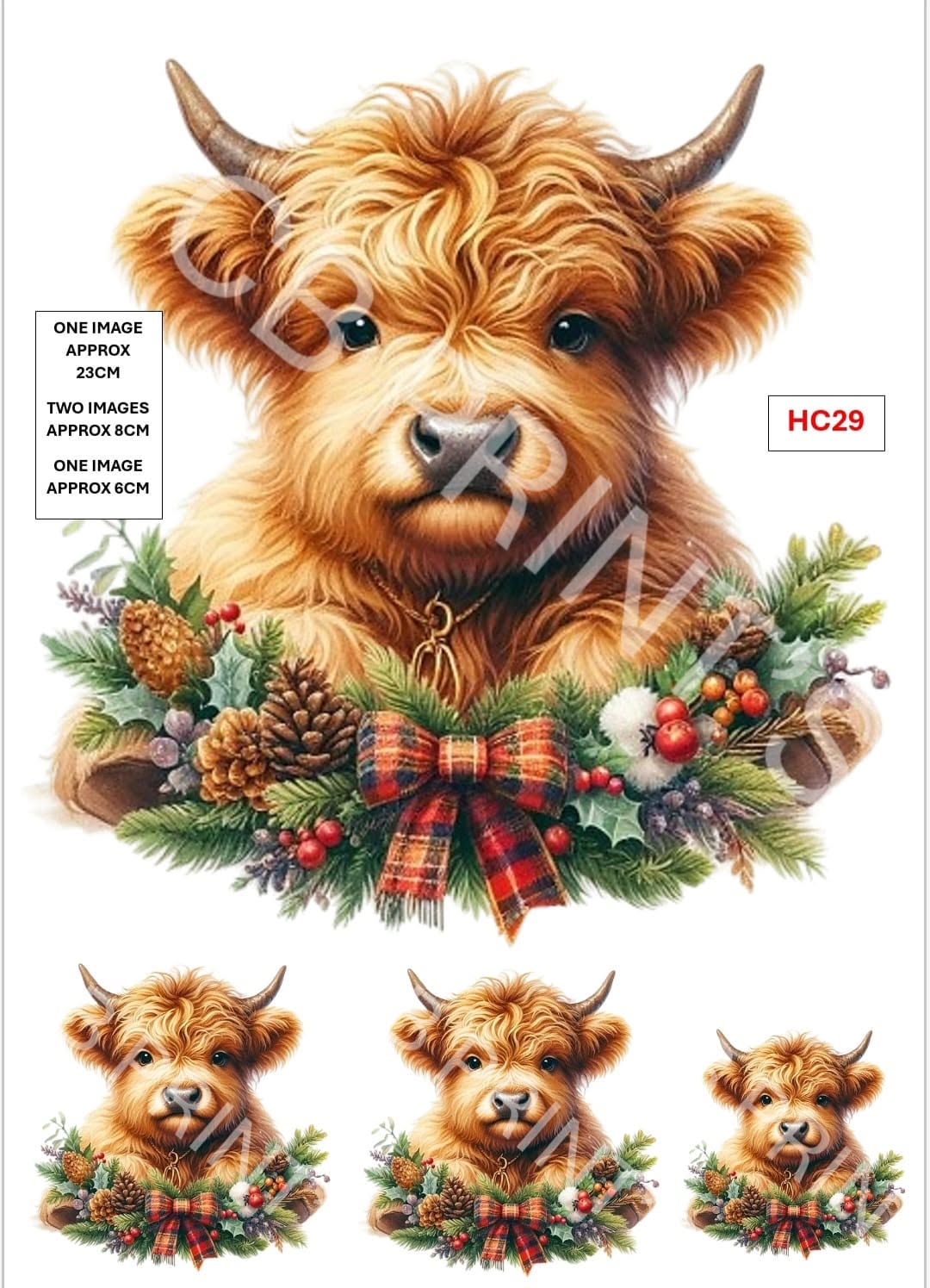 Christmas highland cow Decoupage Paper Print HC29 – Mulberry Paper