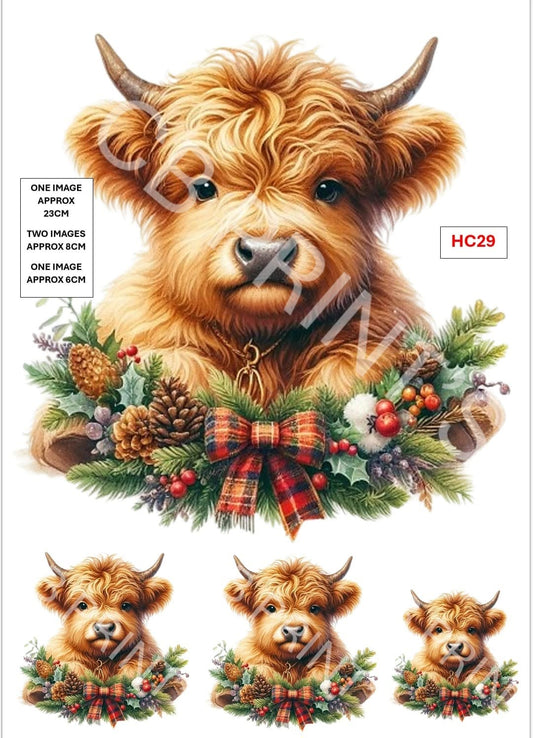 Christmas highland cow Decoupage Paper Print HC29 – Mulberry Paper