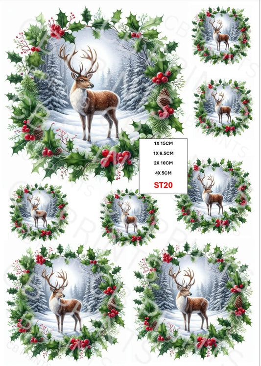 Christmas Stag Decoupage Print ST20 | Mulberry Paper