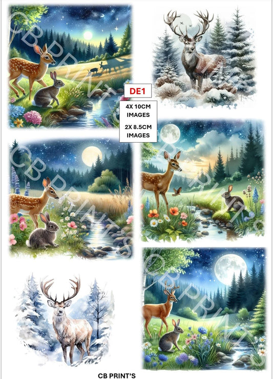Deer Decoupage Print DE1 | Mulberry Paper