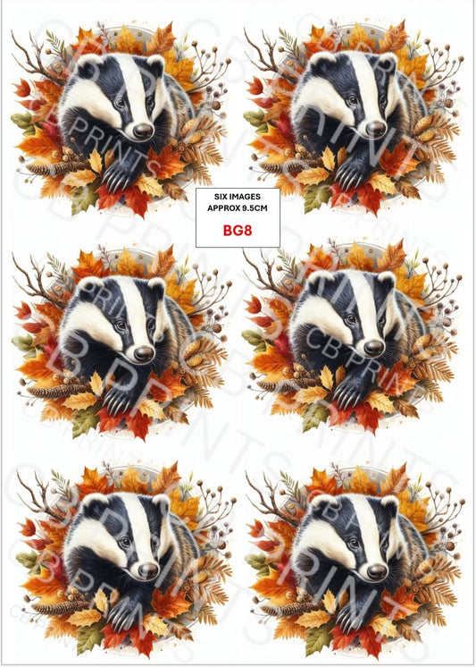 Badger Decoupage Print BG8 | Mulberry Paper