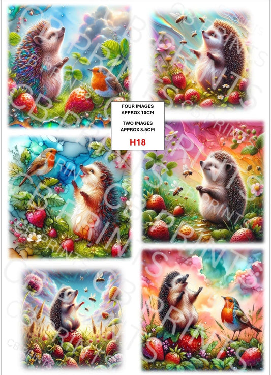Hedgehog Decoupage Print H18 | Mulberry Paper