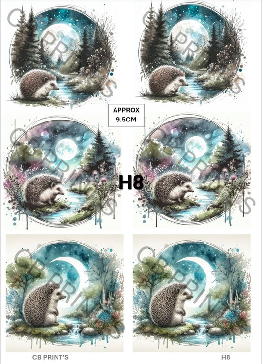 Hedgehog Decoupage Print H8 | Mulberry Paper