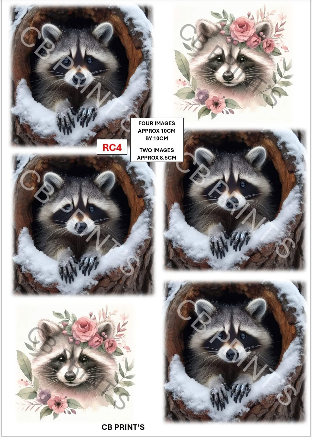 Raccoon Decoupage Paper Print RC4 – Mulberry Paper