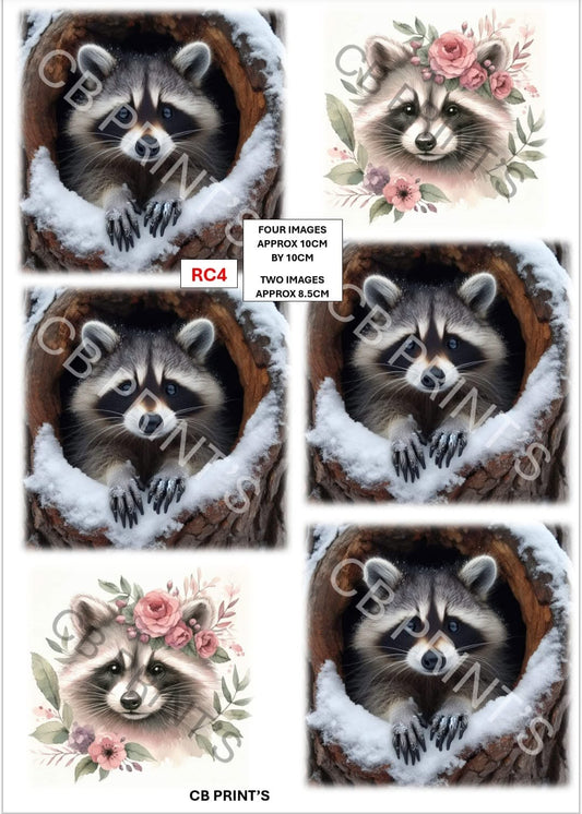 Raccoon Decoupage Paper Print RC4 – Mulberry Paper