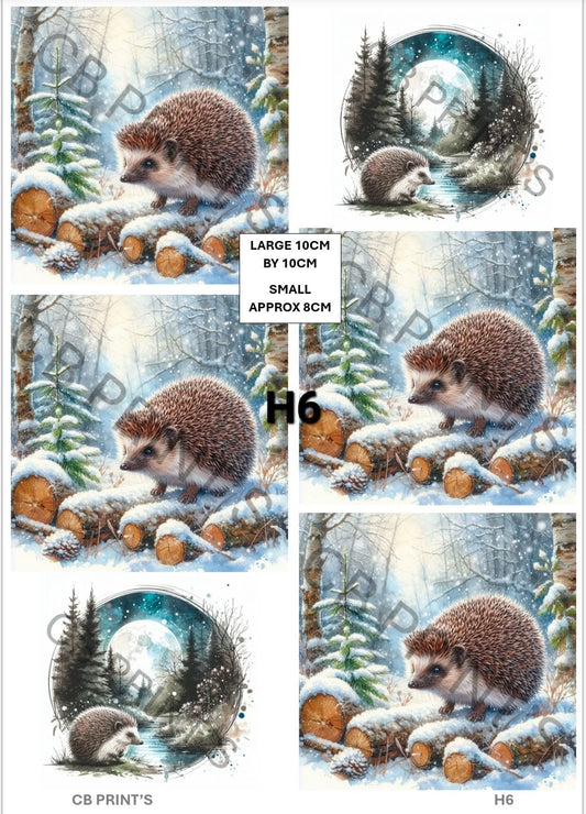 Hedgehog Decoupage Print H6 | Mulberry Paper