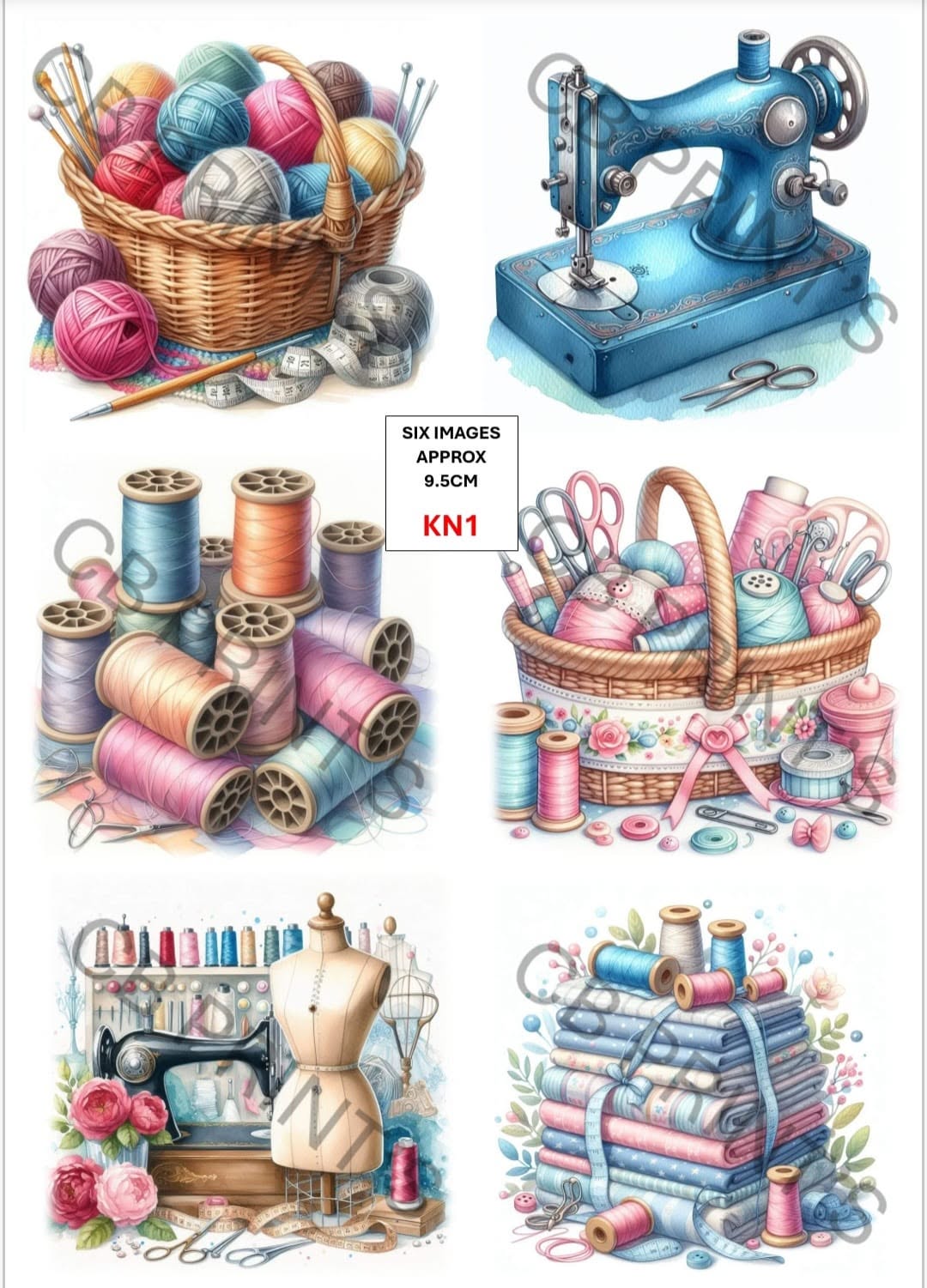 Sewing Decoupage Paper Print KN1 | Mulberry Paper | CB Paper Prints