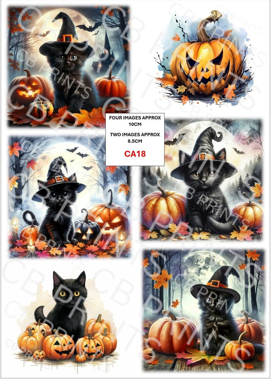 Halloween Cat Decoupage Paper CA18 – Mulberry Paper Print