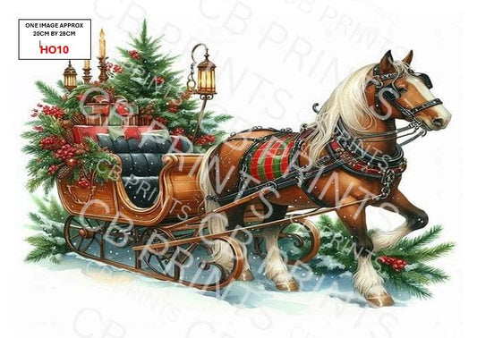 Christmas Horse Decoupage Paper HO10 – Mulberry Paper Print