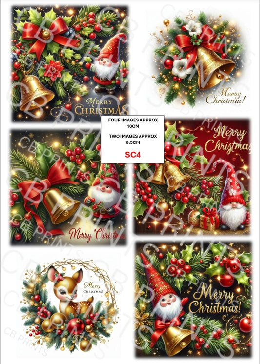 Christmas gonk/gnome Decoupage Paper Print SC4 – Mulberry Paper
