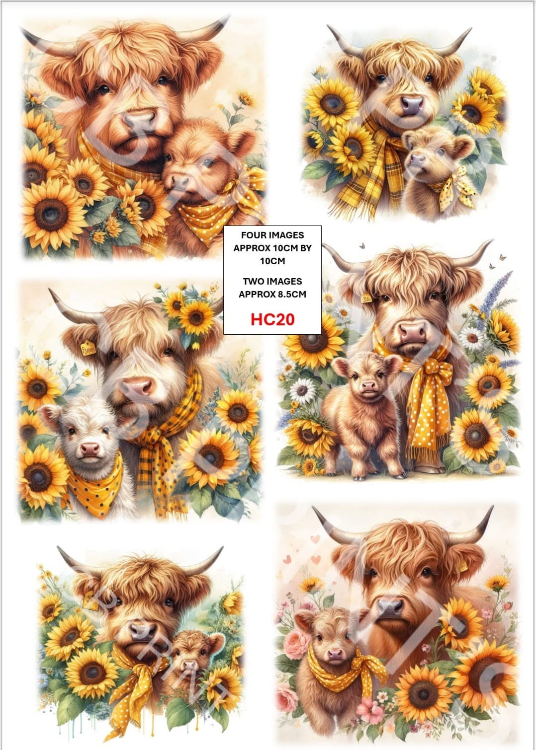 Highland Cow Decoupage Print HC20 | Mulberry Paper