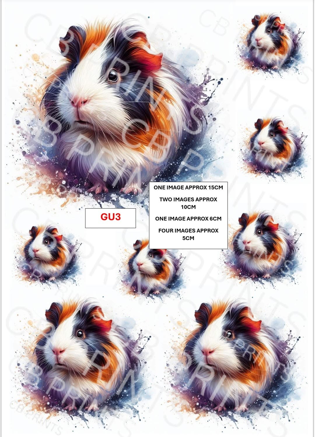 Guinea Pig Decoupage Paper Print GU3 | Mulberry Paper | CB Paper Prints