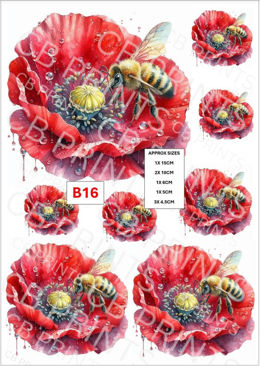 Bee Decoupage Print B16 | Mulberry Paper