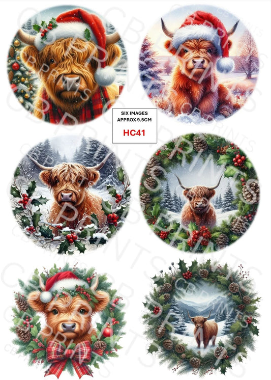 Christmas highland cow Decoupage Paper Print HC41 – Mulberry Paper