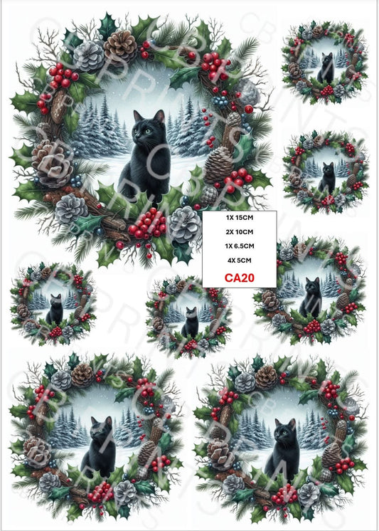 Christmas Cat Decoupage Paper CA20 – Mulberry Paper Print