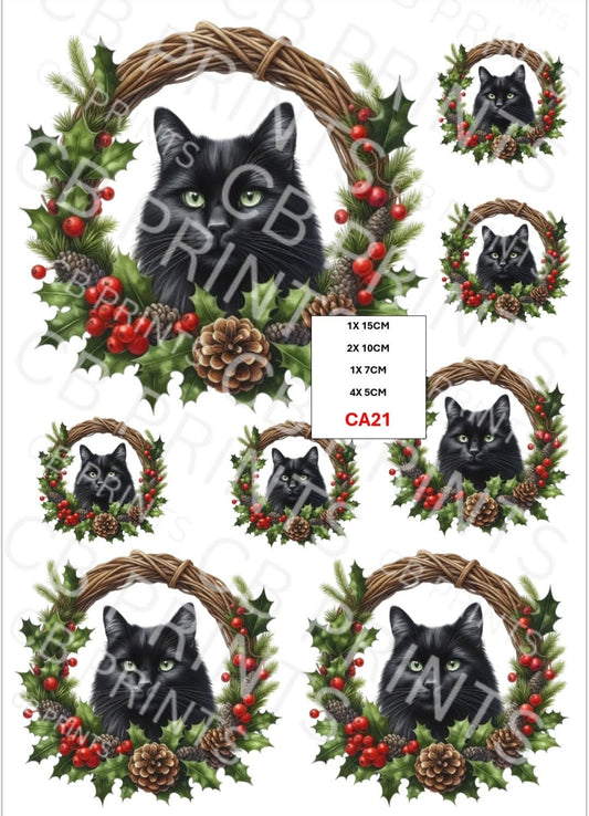 Christmas Cat Decoupage Paper CA21 – Mulberry Paper Print