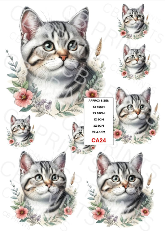 Cat Decoupage Paper CA24 – Mulberry Paper Print