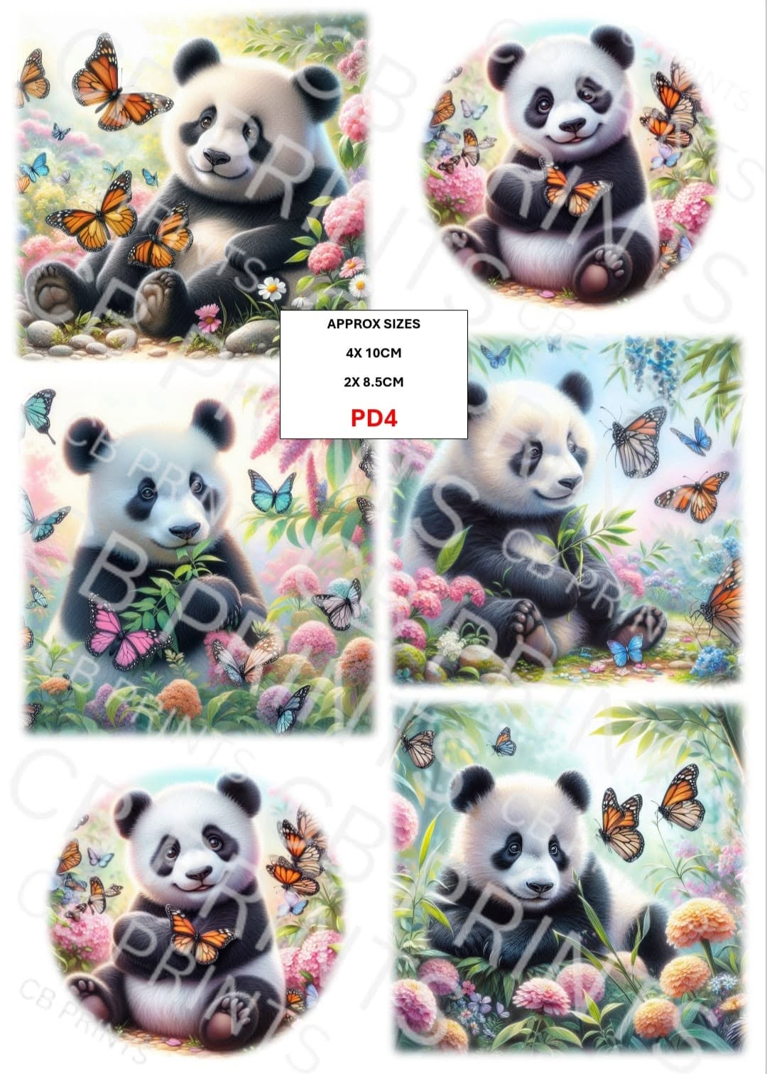 Panda Decoupage Paper Print PD4 | Mulberry Paper | CB Paper Prints
