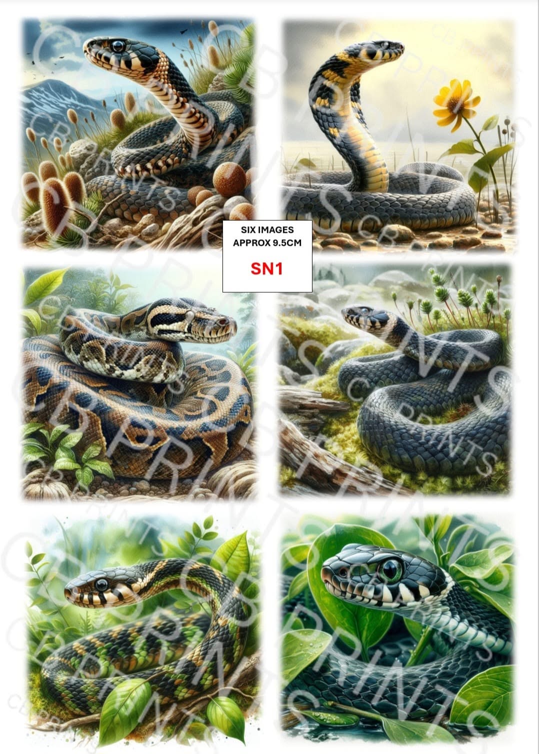 Snake Decoupage Paper Print SN1 | Mulberry Paper | CB Paper Prints