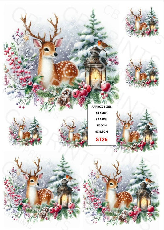 Christmas Stag Decoupage Print ST26 | Mulberry Paper