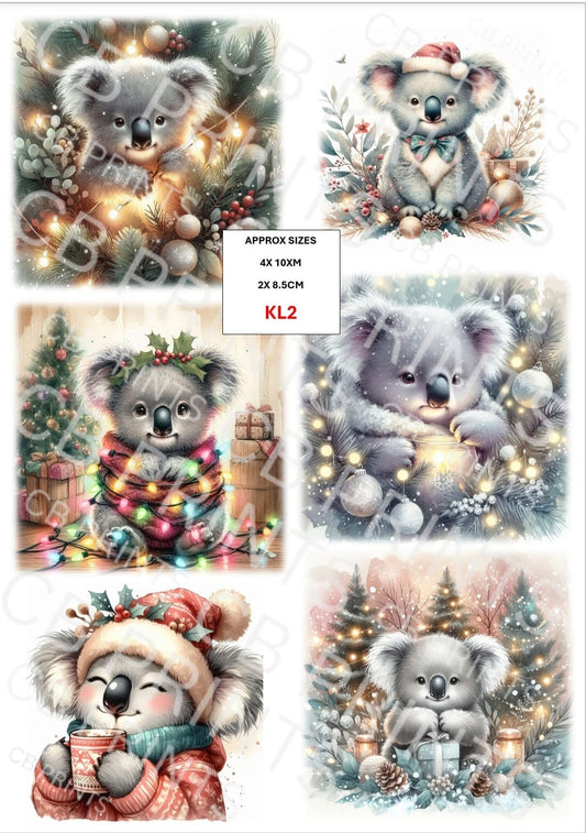 Christmas Koala Bear Decoupage Paper Print KL2 – Mulberry Paper