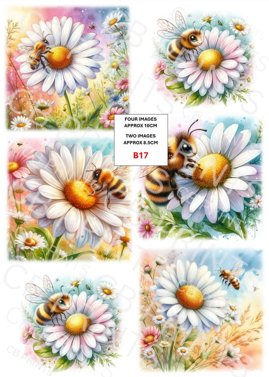 Bee Decoupage Print B17 | Mulberry Paper