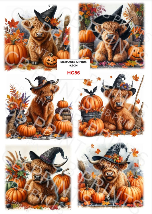 Halloween Highland Cow Decoupage Print HC56 | Mulberry Paper