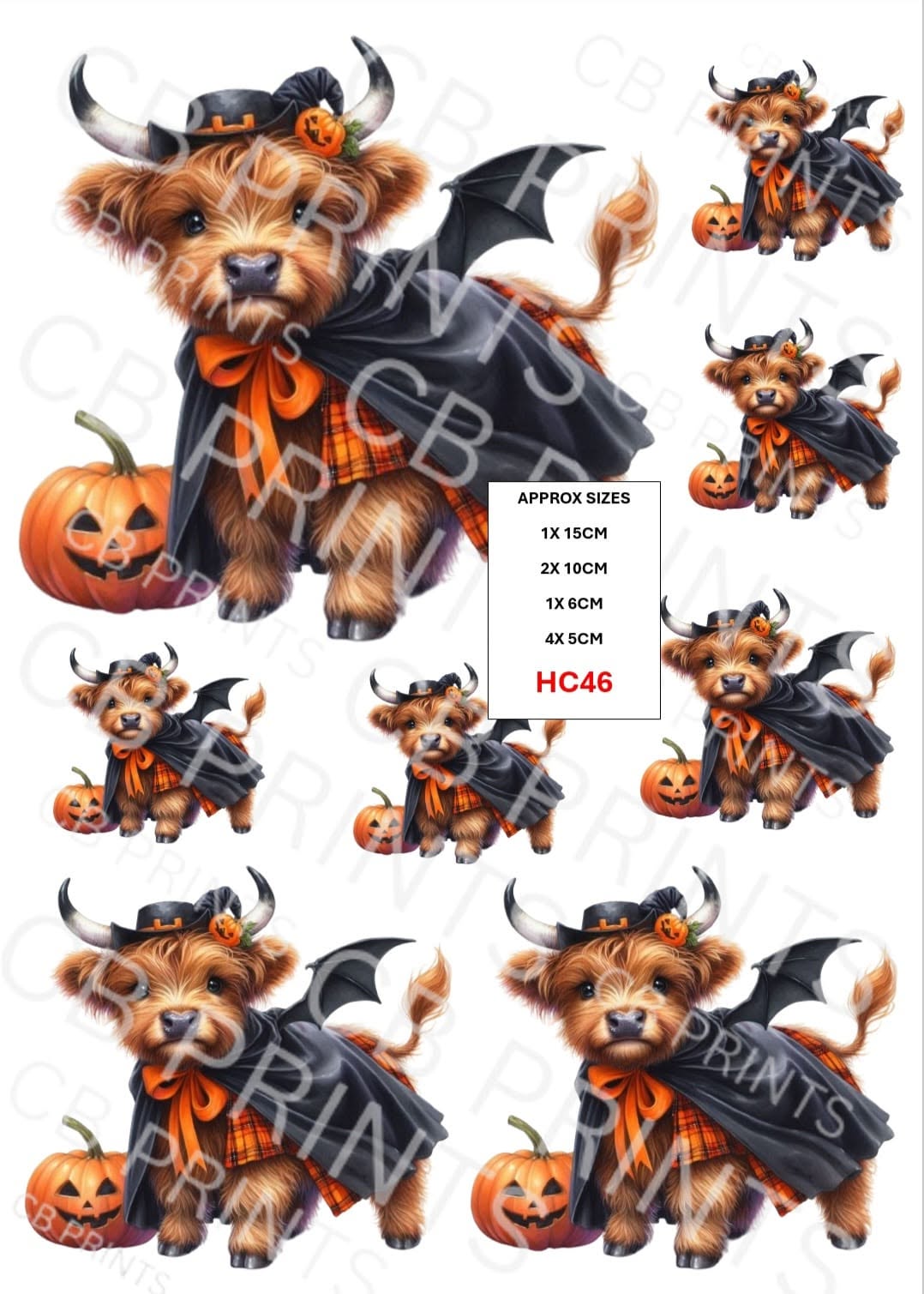 Halloween Highland Cow Decoupage Print HC46 | Mulberry Paper