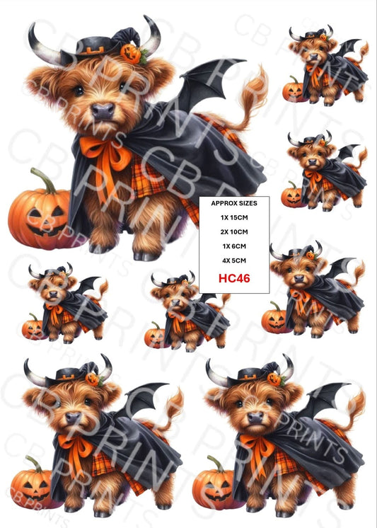Halloween Highland Cow Decoupage Print HC46 | Mulberry Paper