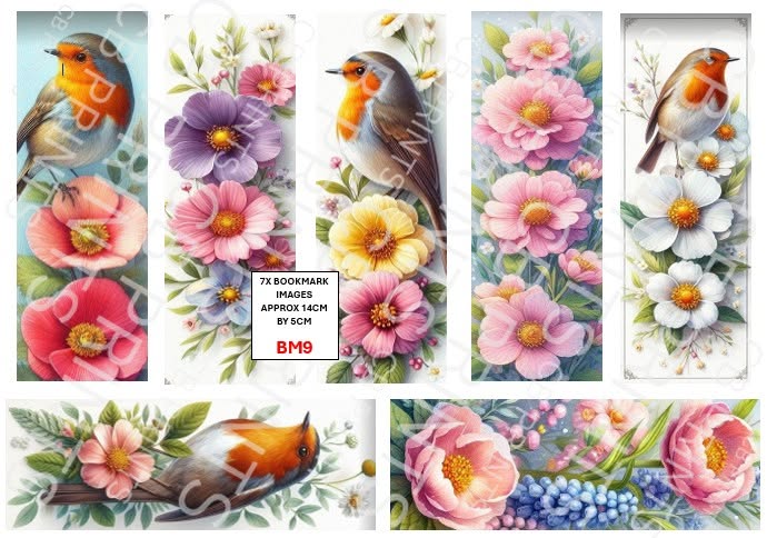 Bookmark Decoupage Paper Print BM9 – Mulberry Paper