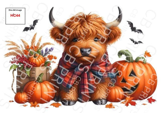 Halloween Highland Cow Decoupage Print HC44 | Mulberry Paper